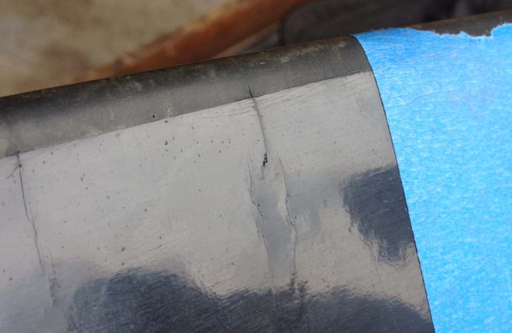 Jabiru 4A482POD propeller blade section—propeller cracked.  On carrying out engine related work, propeller blade was found to be cracked in two places. Flexing blade allowed crack to open up. Propeller removed from A/C. P/No: 4A482TOD. TSN: 330 hours