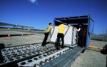 Horse cargo being loaded onto a DHL Boeing 727 (VH-DHE)