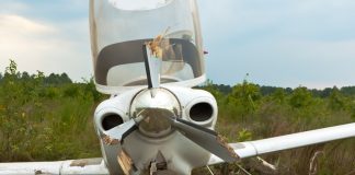 Small aircraft with propeller damage