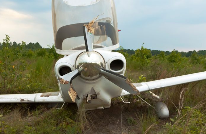 Small aircraft with propeller damage