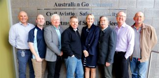 Our Aviation safety advisor team, left to right: Iain White, Brad Johnson, terry Horsam, Tim Penney, Prue Zamora, Michael White, Craig Peterson and Peter Ball.