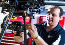 Gavin Broadbent with custom gimbal for hyperspectral camera