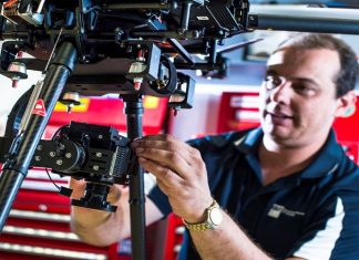 Gavin Broadbent with custom gimbal for hyperspectral camera