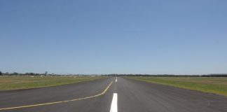 Looking down a runway
