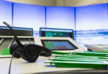 Vacant desk of an air traffic controller