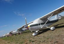 A row of aircraft