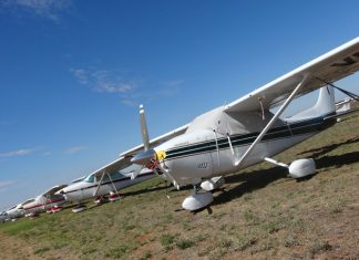 A row of aircraft