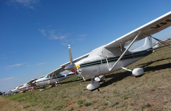 A row of aircraft