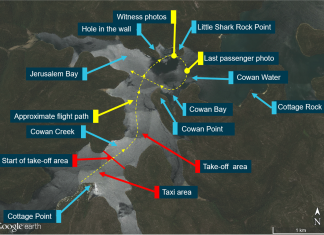 Route of seaplane