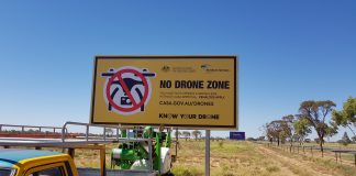 drone safety sign at Alice Springs airport