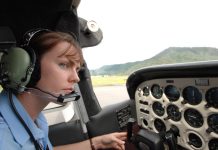 Sally Scott, CFI (Chief Flying Instructor) at North Queensland Aero Club (NQAC) preparing for take off in a Cessna 172N.