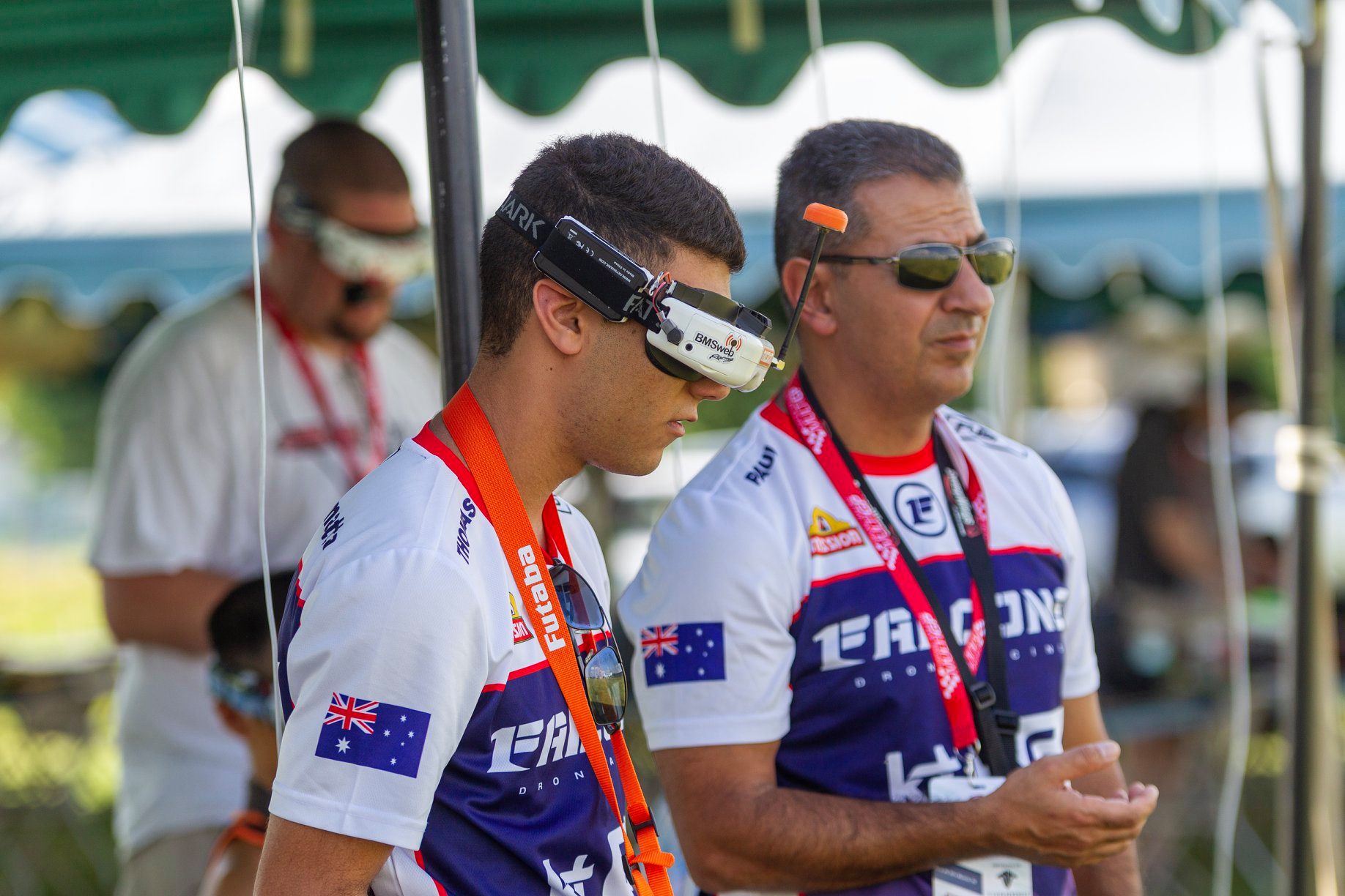 Thomas (left) and Paul at the MultiGP International Open World Cup in Muncie, USA, in 2019.