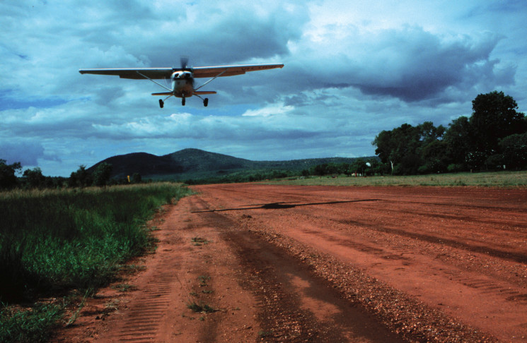 Aircraft landing on a remote bush airstrip