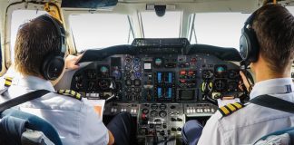 Pilots in cockpit