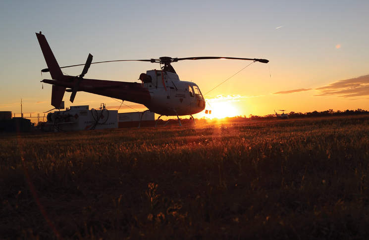 Helicopter at sunset