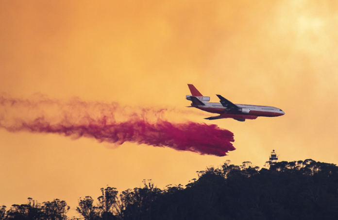 Large air tanker fighting a bushfire