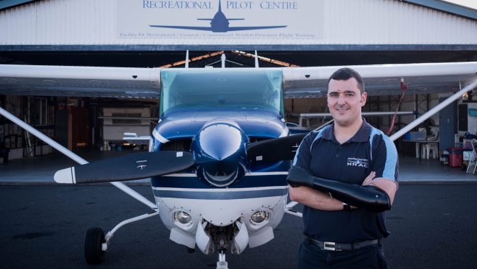 Nathan Parker after passing his commercial pilot licence flight test in May 2020. image: supplied