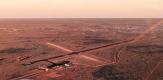 View of Coober Pedy from an aircraft