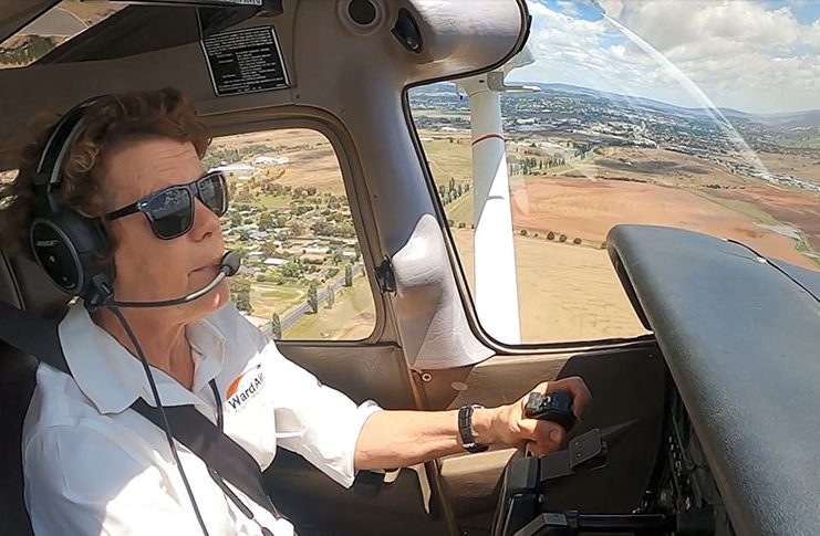 Pilot in the cockpit of an aaircraft