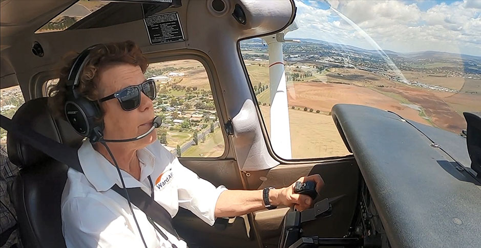 Pilot in the cockpit of an aaircraft