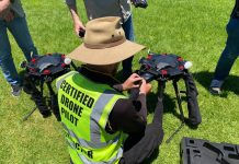 One of Skycam Media’s experienced drone pilot onsite preparing for flight.