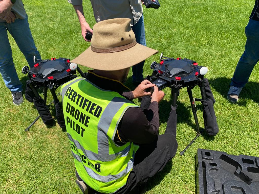 One of Skycam Media’s experienced drone pilot onsite preparing for flight.