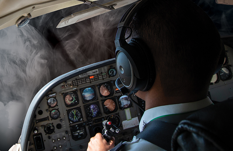 Pilot in cockpit