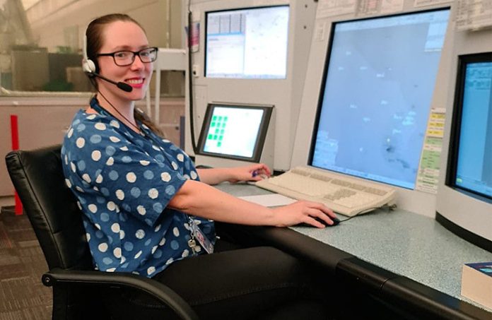 Scarlett McNab at an ATC console