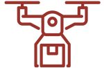 abstract icon of a drone carrying a box