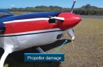 Damaged propeller of VH-EXR