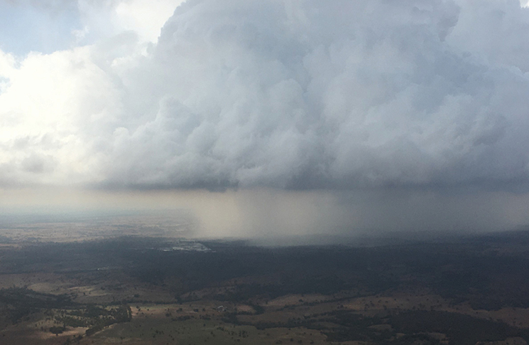 A view of a storm cell near Coonabarabran, NSW as seen from an aircraft in the sky