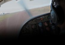 Pilot in an aircraft attempting a landing