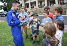 Student ambassador Josh teaching youth from Armidale about drone safety.