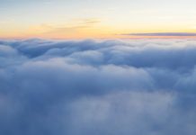Photo from above showing blanket of cloud cover
