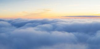 Photo from above showing blanket of cloud cover