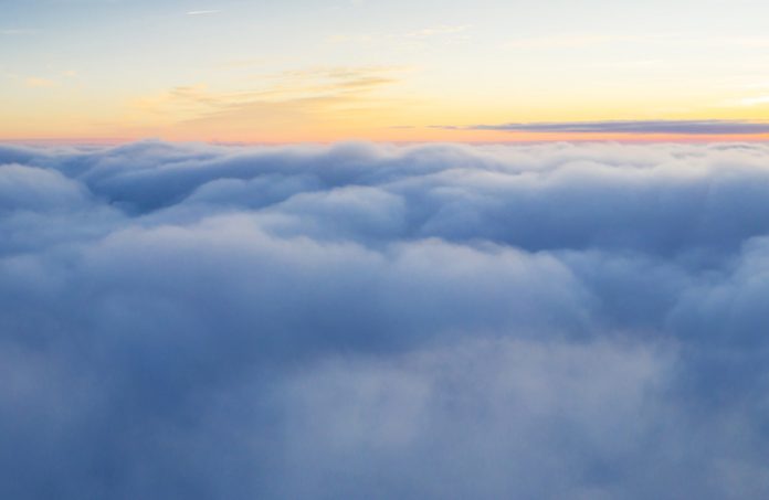 Photo from above showing blanket of cloud cover