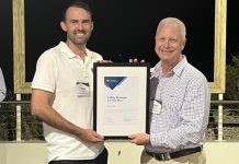 Sean Innes was presented with his award by CASA Board Chair Mark Biskin recently in Cairns.