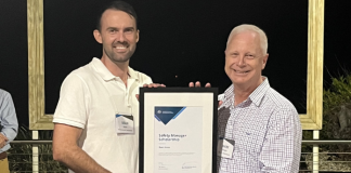 Sean Innes was presented with his award by CASA Board Chair Mark Biskin recently in Cairns.