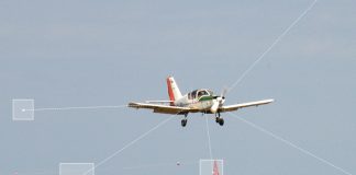 Plane flying with markers demonstrating situational awareness.