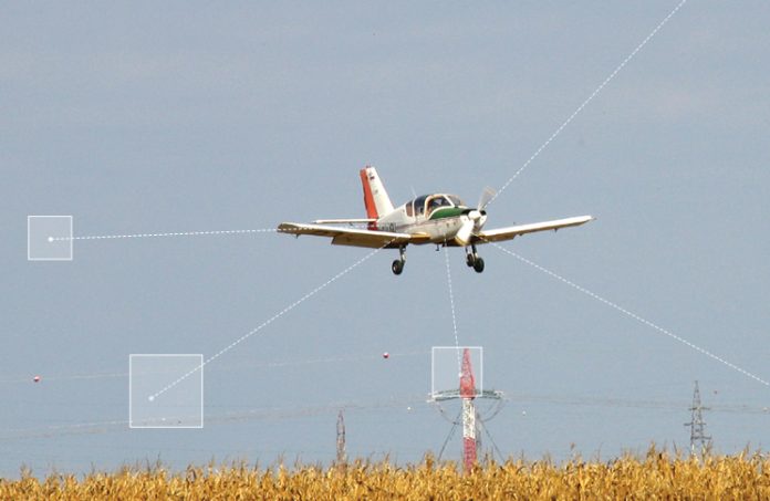 Plane flying with markers demonstrating situational awareness.