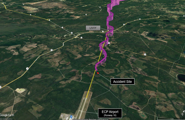 Figure 1: ADS-B track, from NTSB Preliminary Report ERA22FA149