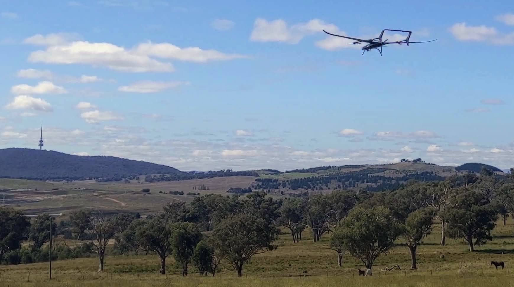 Carbonix bushfire detection drone flying at ANU Spring Valley