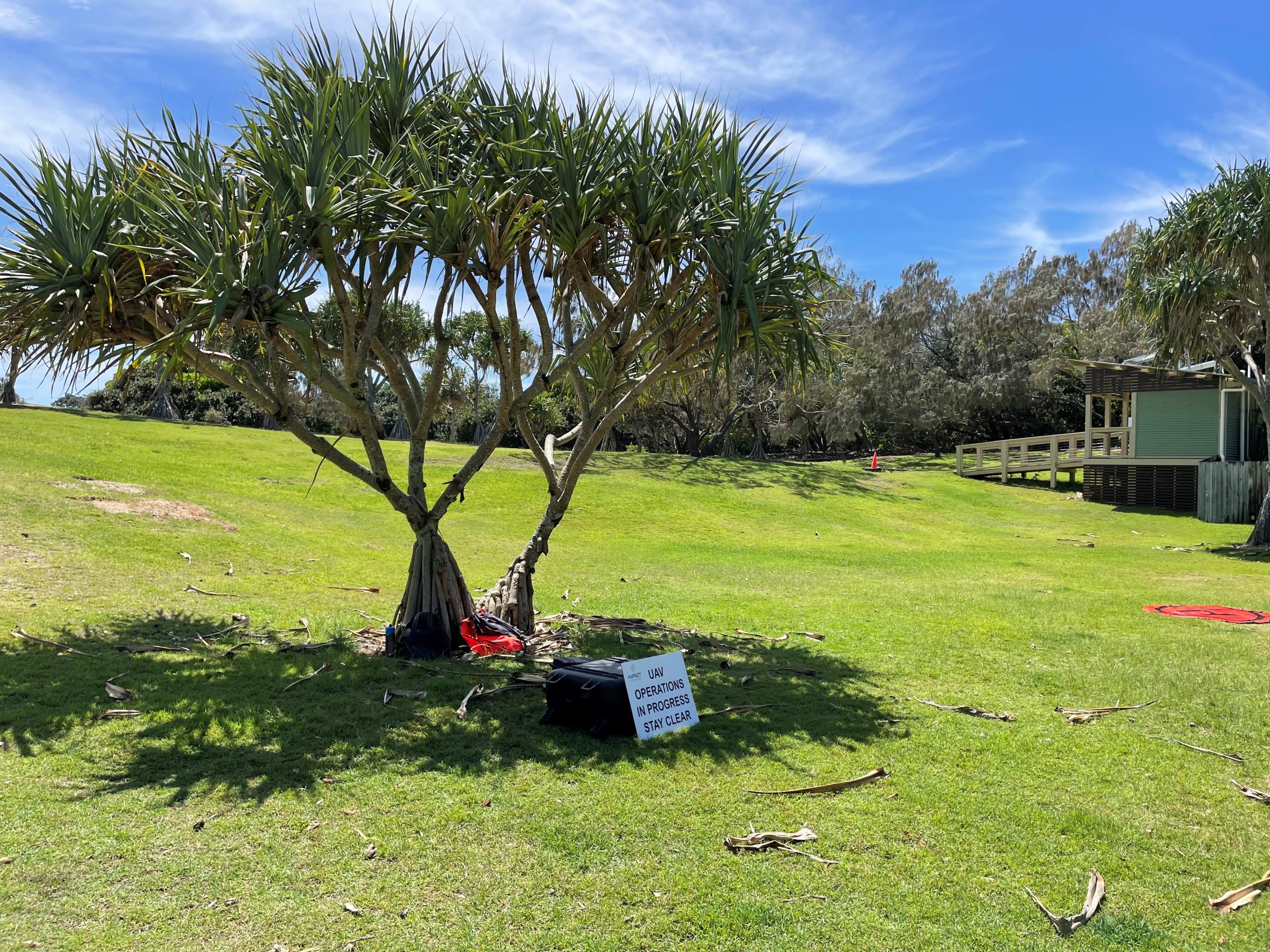 Safety signage set up at the drone flying site