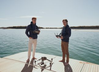 Rudi and Ben working on a shoot for Maritimo using their DJI Inspire 3