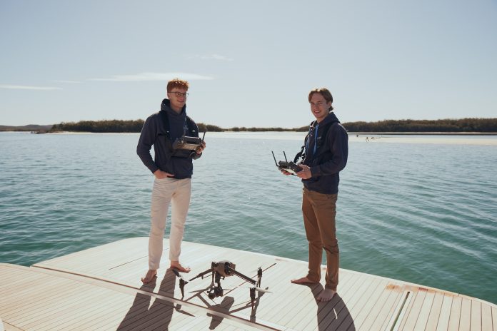 Rudi and Ben working on a shoot for Maritimo using their DJI Inspire 3