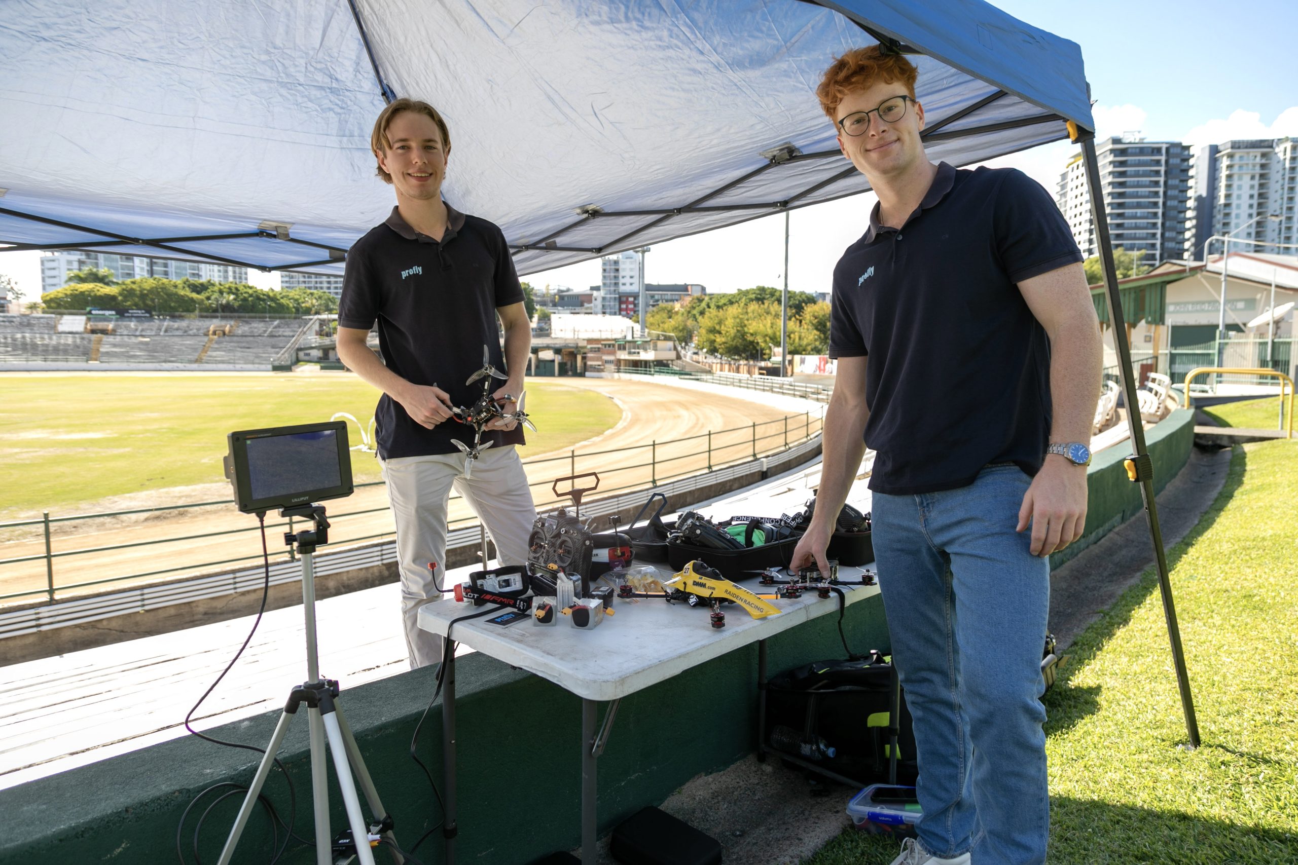 Ben and Rudi at a drone racing demo