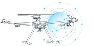 Technical illustration of a drone