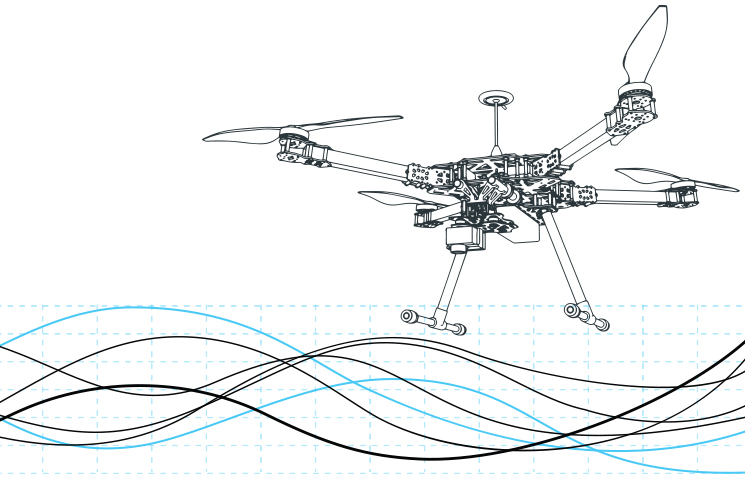 Technical illustration of a drone