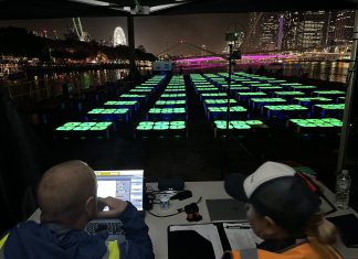 Ground station at a drone light show in Brisbane