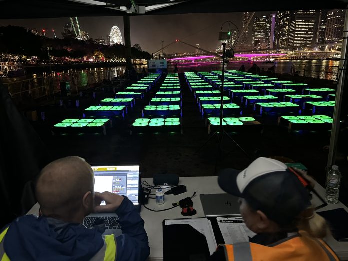 Ground station at a drone light show in Brisbane